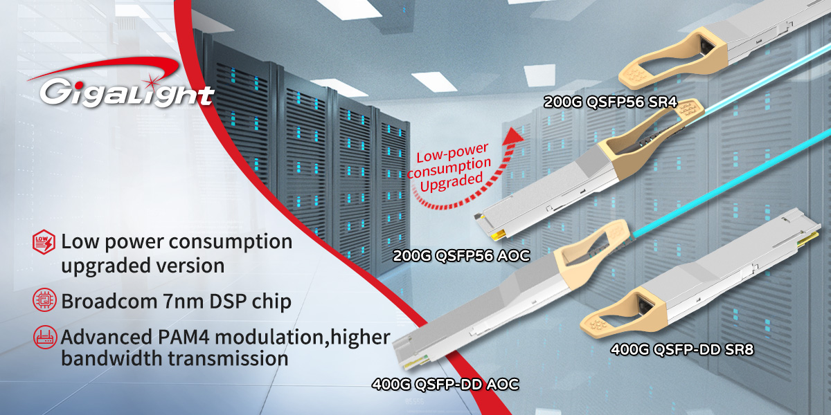 GIGALIGHT Low Power Consumption 200G QSFP56 & 400G QSFP-DD AOC New ...